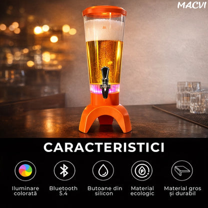 Decantor Macvi® sticla 3 litri cu LED decorativ si boxa Bluetooth integrata decantor modern pentru petreceri seri relaxante si cadou