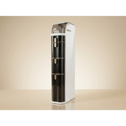 Dulap Mobil Organizator Macvi®, 5 Nivele, 98 × 18 × 41cm, Organizator Vertical Ultra-Slim cu Roti, PVC Rezistent, Alb