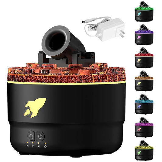 Difuzor Aromaterapie Teno®, forma de tun, 7 culori LED, lumini dinamice, control tactil, capacitate 300ml, silentios, rezerva inclusa, umidifica aerul, negru