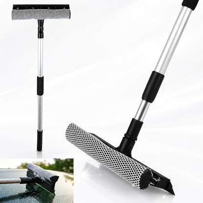 Perie pentru Spalat Geamuri cu Manere Extensibile Macvi® Telescopice din Aluminiu, 120 cm, 2 in 1, Stergator pentru Geamuri