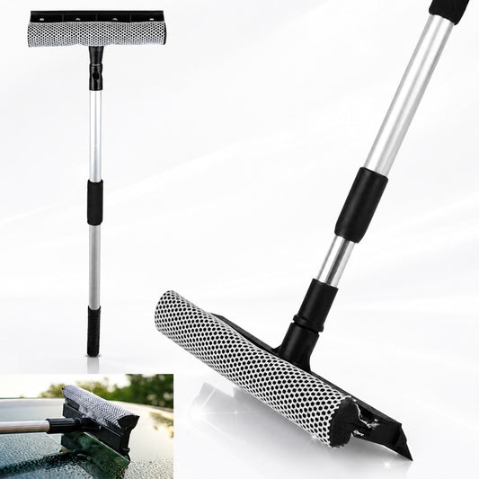 Perie pentru Spalat Geamuri cu Manere Extensibile Macvi® Telescopice din Aluminiu, 120 cm, 2 in 1, Stergator pentru Geamuri