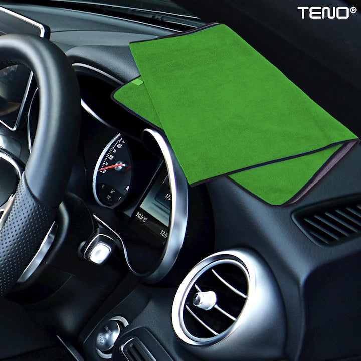 Prosop Auto din Microfibra Teno®, super absorbant, 2 straturi, materiale calitative, cusatura rezistenta, usor de curatat, lustruieste, 70 x 90 cm, verde