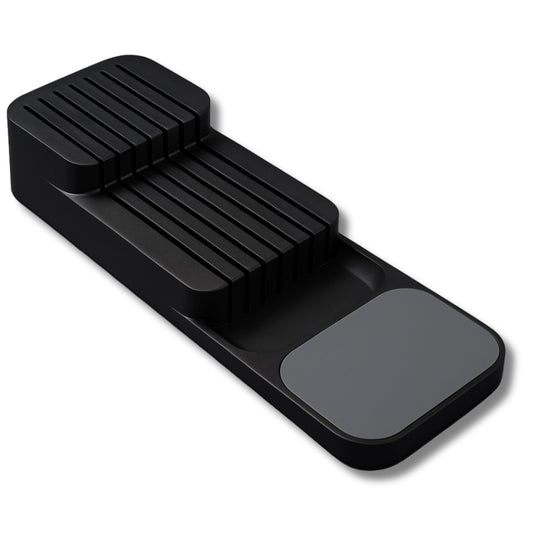 Suport sertar pentru cutite Macvi® organizator compact depozitare sigura material durabil design ergonomic stabilitate sporita economie de spatiu, negru
