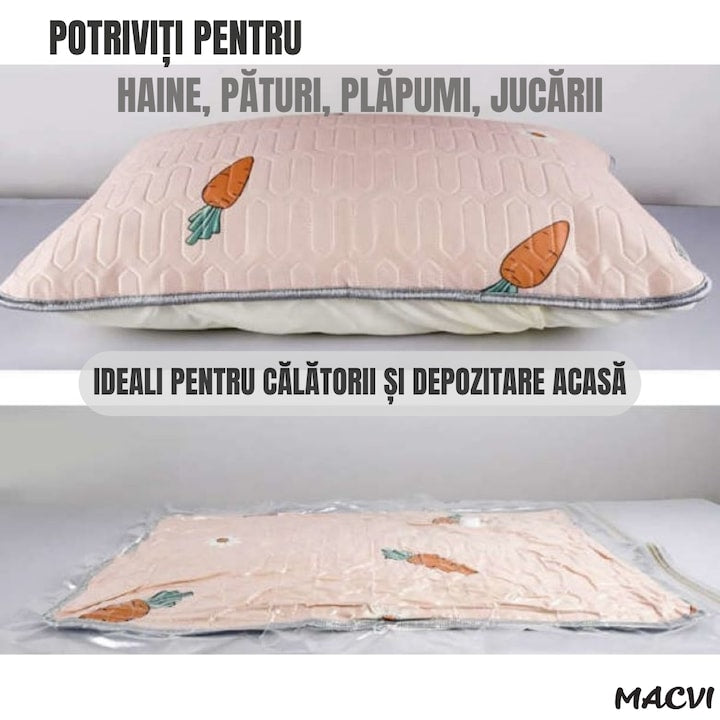 Set 12 Saci de Vidat Macvi® 70x100 cm, Reutilizabili, Transparenti, Depozitare Haine si Textile, Protectie impotriva Prafului, Umiditatii si Insectelor