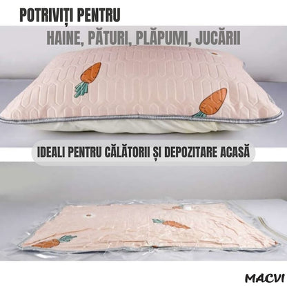 Set 12 Saci de Vidat Macvi® 70x100 cm, Reutilizabili, Transparenti, Depozitare Haine si Textile, Protectie impotriva Prafului, Umiditatii si Insectelor