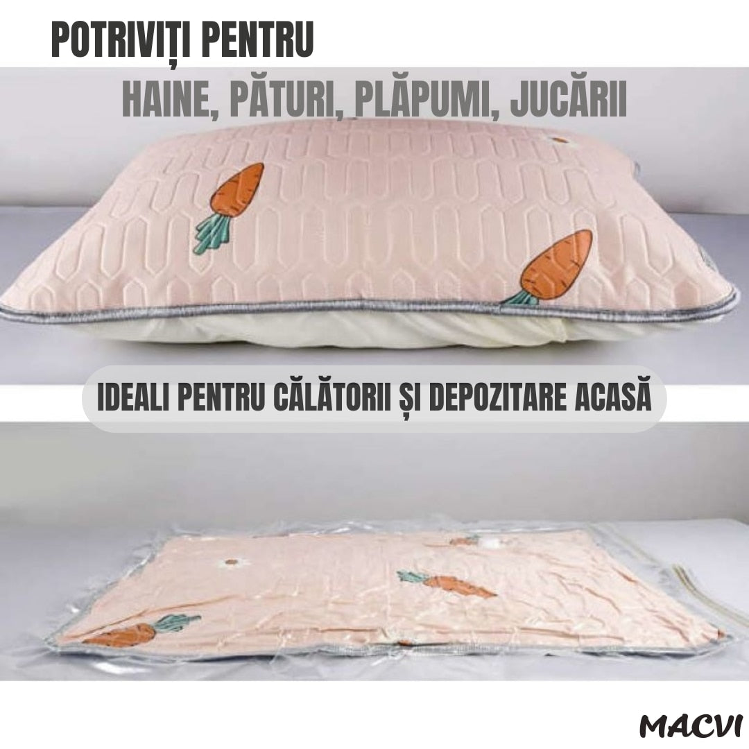 Set 12 Saci de Vidat Macvi® 50x70 cm, Reutilizabili, Transparenti, Depozitare Haine si Textile, Protectie impotriva Prafului, Umiditatii si Insectelor