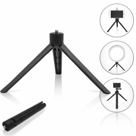 Mini Trepied pentru Telefon, Aparate Foto si Video Macvi® cu Lampi Circulare, Portabil, Pliabil, Ergonomic, Negru