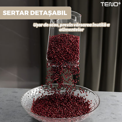 Dozator rotativ Macvi® pentru cereale si alimente uscate, 6 compartimente, capacitate 6.5 kg, sertar detasabil, alb, rotire 360°