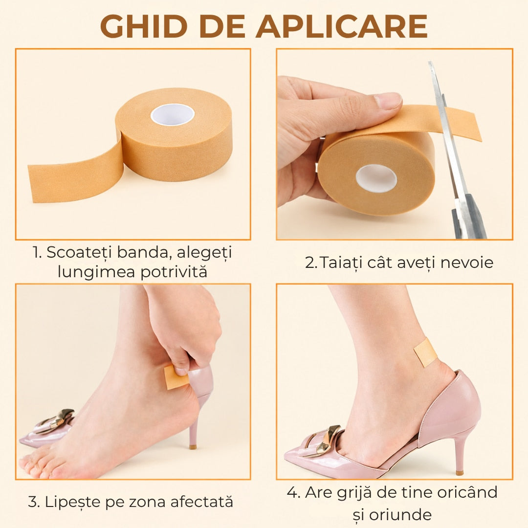 Plasture elastic protectie piele Macvi®, 5 m, waterproof, banda bumbac spumant, anti frecare, pentru bataturi, rani, basici, bej