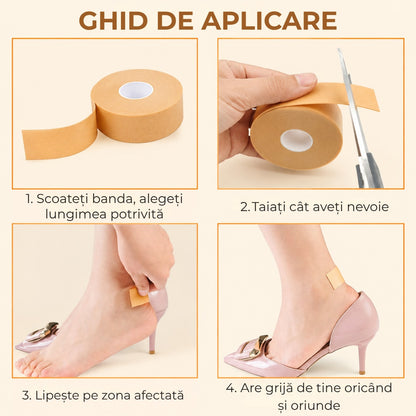 Plasture elastic protectie piele Macvi®, 5 m, waterproof, banda bumbac spumant, anti frecare, pentru bataturi, rani, basici, bej