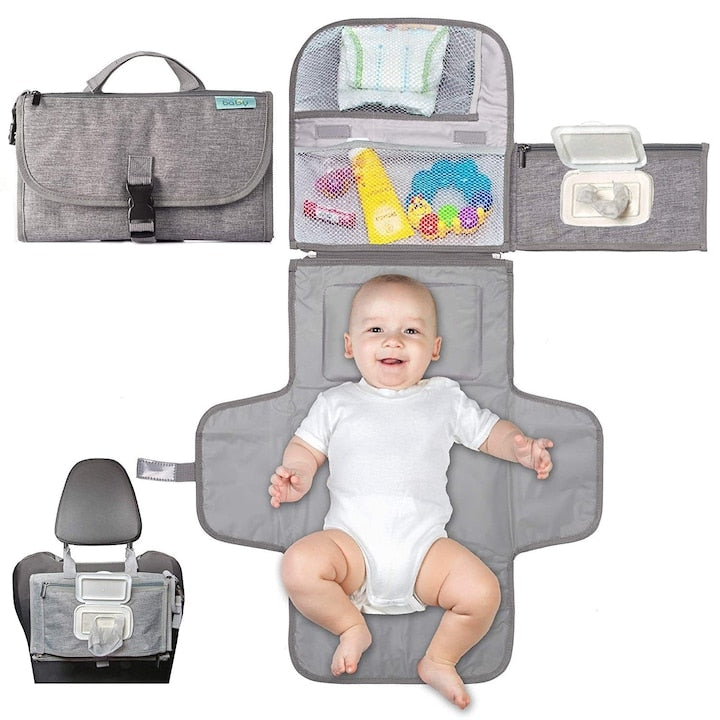 Saltea impermeabila Macvi® pentru schimbat scutece, multifunctionala, reutilizabila, 80x100 cm, ideala pentru bebelusi si copii mici