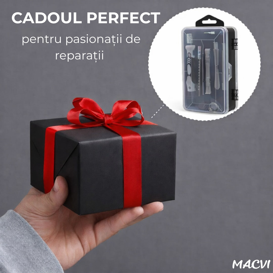 Set Surubelnite de Precizie Macvi® 115 in 1, 98 Biti Magnetici din Otel Carbon, Trusa Profesionala pentru Reparatii Telefoane, Laptopuri, Electronice, Cutie Compacta