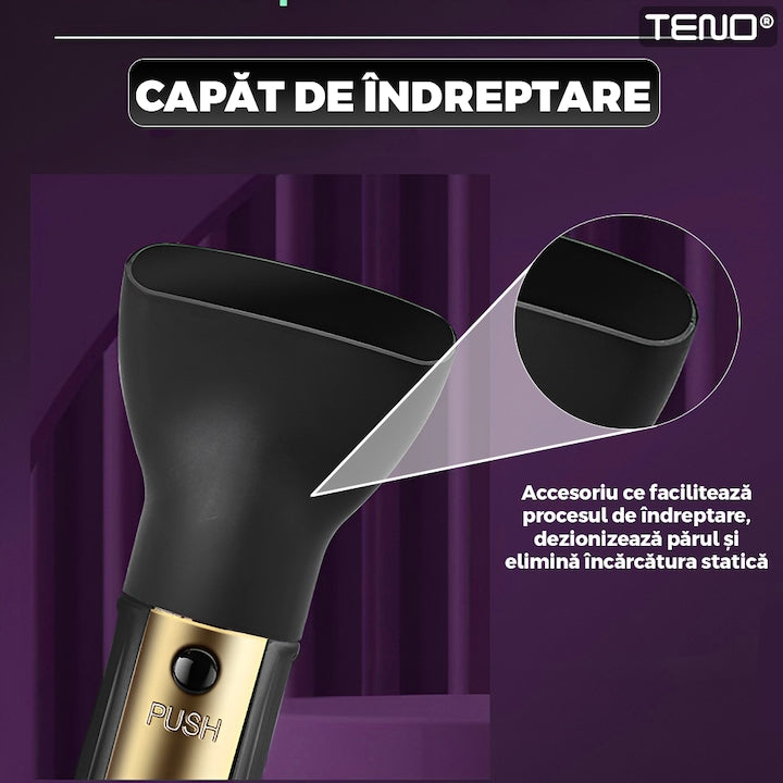 Uscator Profesional de Par 3 in 1 Teno®, aparat multifunctional coafare si uscare, 3 accesorii incluse, 1000W, gri