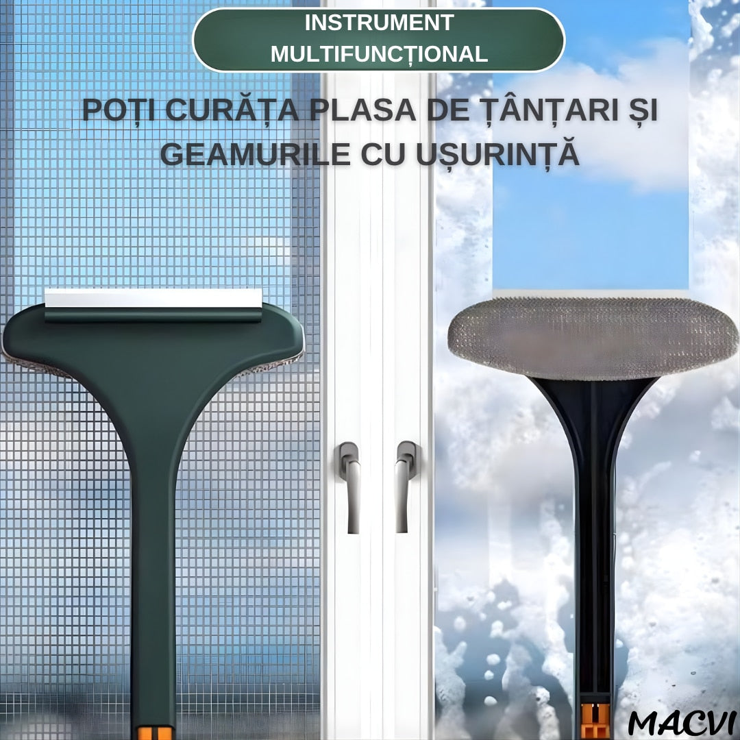Racleta Macvi®, cauciuc, 46 x 15 cm, negru/galben, pentru curatarea rapida a sticlei si placilor