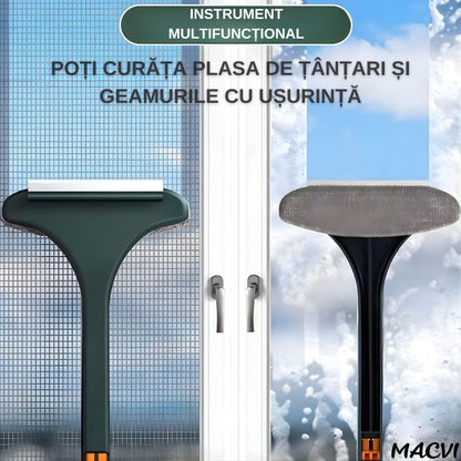Racleta Macvi®, cauciuc, 46 x 15 cm, negru/galben, pentru curatarea rapida a sticlei si placilor
