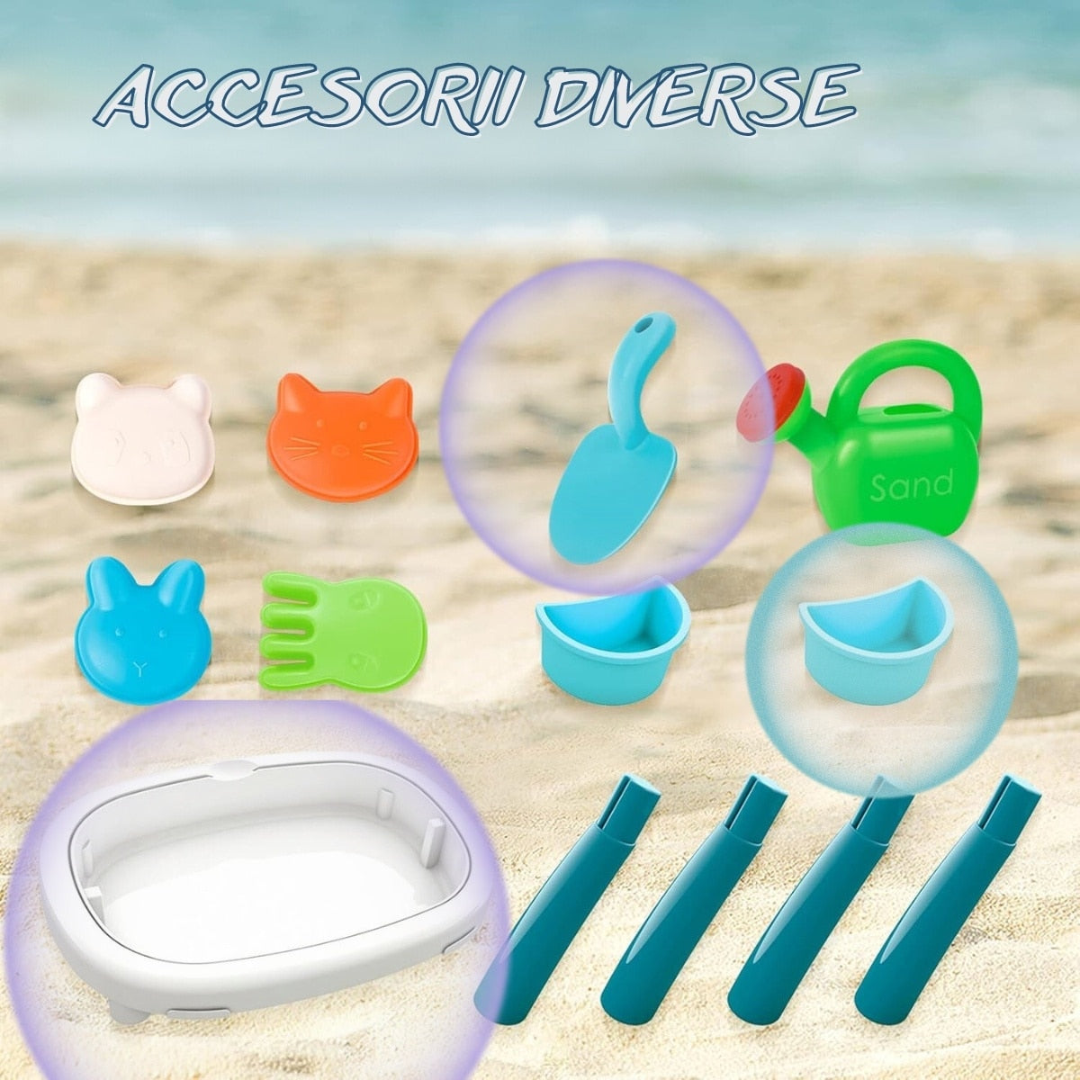 Masuta Joaca Nisip si Apa Macvi® pentru Copii cu Accesorii Masa Activitati Exterior Educativa Senzoriala