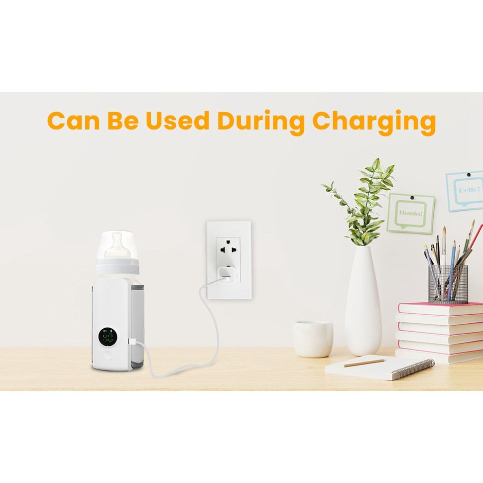 Incalzitor portabil pentru biberoane MACVI, 6 niveluri temperatura, mentinere caldura pana la 5 ore, alimentare USB, 300 ml