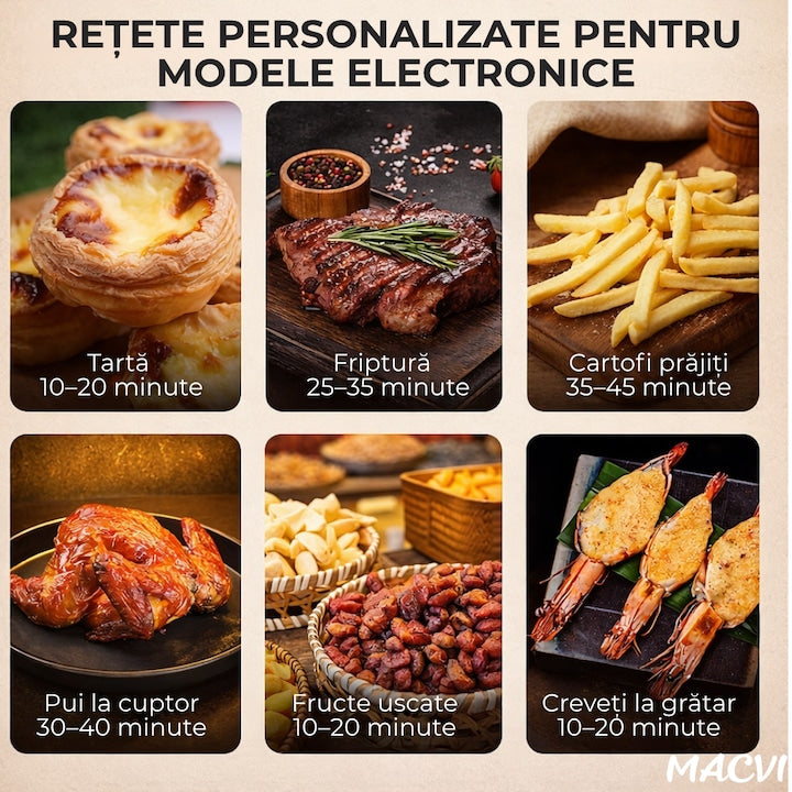 Friteuza cu Aer Cald Macvi®, Cuptor Electric cu Prajitor de Paine, Cuptor cu Convectie de 12L, Tehnologie de Circulatie a Aerului 360°