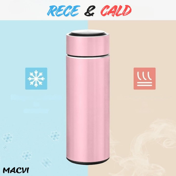 Termos smart Macvi® cu afisaj LED temperatura, 500 ml, otel inoxidabil premium, design inteligent, mentine bauturile calde pana la 6 ore, 22, 5 x 6, 5 cm