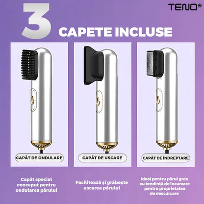 Uscator Profesional de Par 3 in 1 Teno®, aparat multifunctional coafare si uscare, 3 accesorii incluse, 1200W, alb