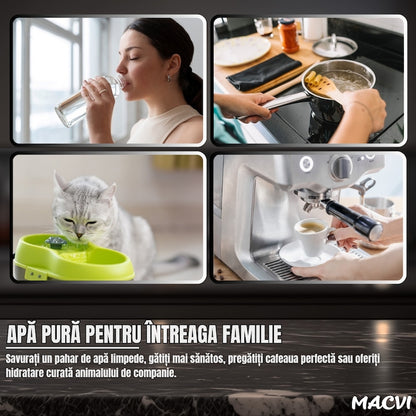 Filtru apa ultrafiltrare Macvi® 5 etape + alcalinizare, precizie 0, 01 µm, baterie 3 cai, robinet 360°, sub chiuveta