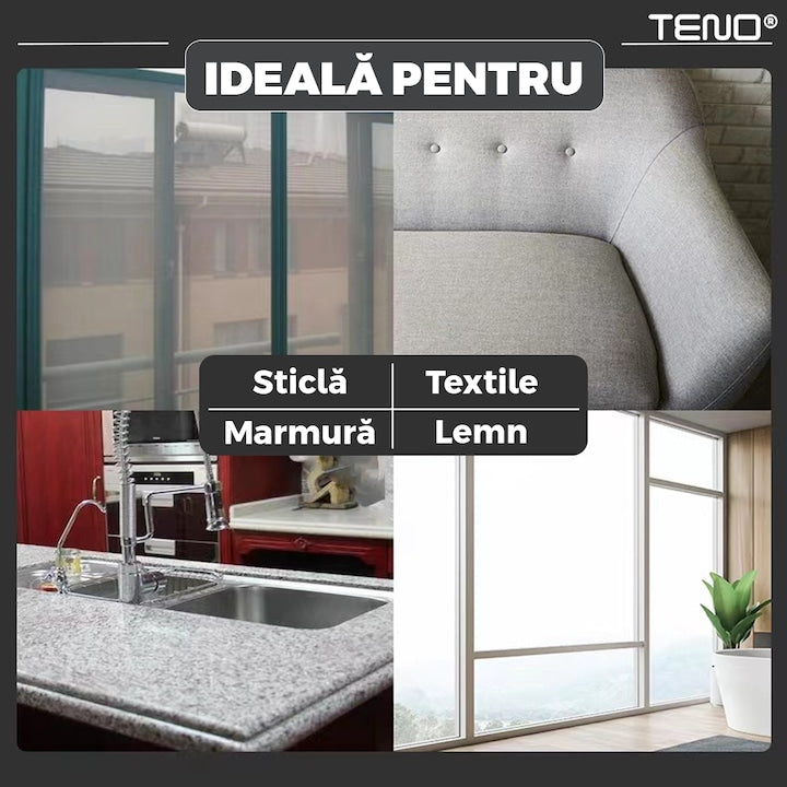 Stergator 2 in 1 Teno®, design dual cu laveta si racleta, maner detasabil, curatare si lustruire, ideal pentru toate tipurile de suprafete, gri/galben