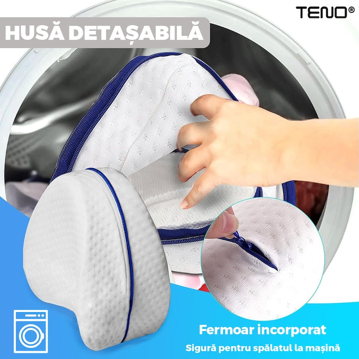 Set 2 Perne Ortopedice Teno®, pentru genunchi si picioare, spuma cu memorie husa detasabila, corectie postura in timpul somnului, 23 x 20 cm