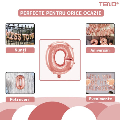 Balon in Forma de Litera O Teno®, metalizat, pentru Petreceri/Aniversari/Evenimente, rezistent, folie, rose gold, 40 cm