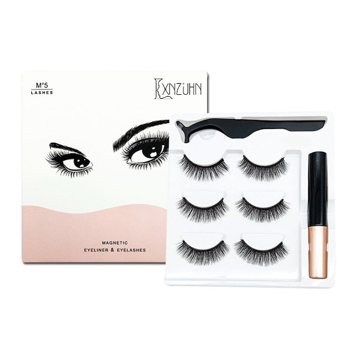 Set Gene False Magnetice Macvi®, 3 Perechi, Volum Fix, Eyeliner Magnetic, Penseta, Reutilizabile, Negru
