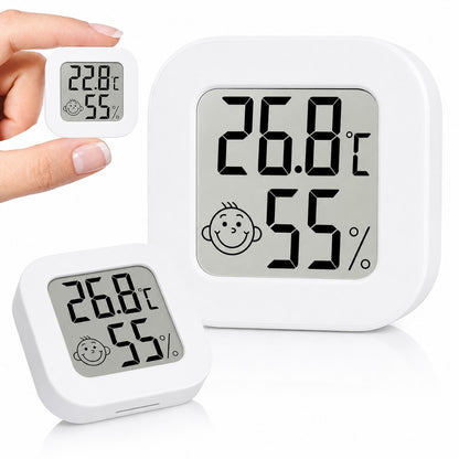 Termometru si higrometru camera Macvi®, indicator comfort, citire 10 secunde, senzor precis, Interval umiditate: 10% - 99% RH, -20°C pana la +60°C, ultra compact, alb