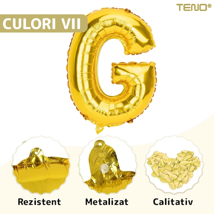Balon in Forma de Litera G Teno®, metalizat, pentru Petreceri/Aniversari/Evenimente, rezistent, folie, gold, 40 cm