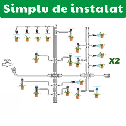 Kit Irigare Picurare Macvi® 73 m Sistem Automat Gradina Sera Gazon cu 136 Accesorii