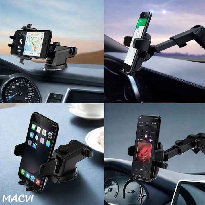 Suport telefon Macvi® cu brat telescopic, ajustabil, montare pe birou, design ergonomic