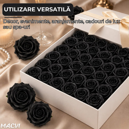 Set 50 trandafiri din sapun, 5x5 cm, calitate premium, decor si cadou elegant, Negru