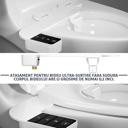 Bideu retractabil Macvi®, non electric, auto curatare, control presiune apa rece, montaj WC, kit accesorii toaleta, IP44, negru