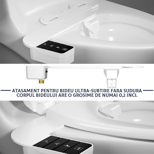 Bideu retractabil Macvi®, non electric, auto curatare, control presiune apa rece, montaj WC, kit accesorii toaleta, IP44, negru