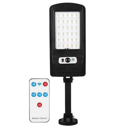 Lampa Solara Stradala 30 LED-uri Teno®, control prin telecomanda, senzor de miscare, 3 moduri de iluminare, protectie IP65, Waterproof, exterior, negru