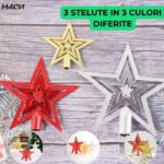 Pachet Brad de Craciun 180cm, Macvi®, artificial, 20 globuri de culoare Argintiu, Auriu, Alb, 2 beteala verde, 2 beteala alba, 3 stele de culori diferite, 2 Instalatii 100 LED-uri, Multicolor - imagine 5