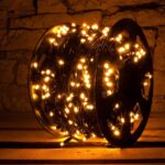 Instalatie de Craciun liniara, interior/exterior, rola 50m, 8 jocuri de lumini, multicolor