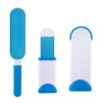 Set 2 Perii Speciale Macvi® pentru Indepartarea Parului de Animale de Pe Haine si Tapiterii, Sistem de Autocuratare, Perie de Dimensiuni Reduse Ideala pentru Calatorii, Alb/Albastru - imagine 2