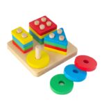 Jucarie  Tip Sortat Macvi® pentru Copii, 16 Piese, Forme Geometrice, 4 Coloane de Sortare