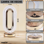 Lampa de masa Macvi® tip cristal eleganta, 3 culori, control touch, reincarcabila prin USB, acrilic modern - imagine 2