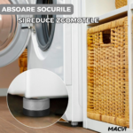 Set 4 Tampoane pentru Picioare Macvi® din Plastic, Gri Protectie si Stabilitate pentru Masina de Spalat - imagine 3