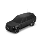 Boxa Portabila Macvi®, Bluetooth 5.0 cu design de masina, faruri luminate, incarcare usb si panou solar, functie suport pentru telefon, negru