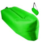 Saltea gonflabila tip sezlong Lazybag Macvi®, material rezistent, umflare fara pompa, pentru plaja/picnic/camping, rucsac de depozitare, 190 x 70 cm, verde