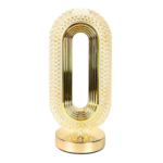Lampa de masa Macvi® tip cristal eleganta, 3 culori, control touch, reincarcabila prin USB, acrilic modern