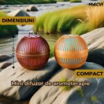 Difuzor Aromaterapie Ultrasonic Macvi® LED Umidificator Aer 7 Culori 400ml 30-45ml/h USB 3W, Maro inchis - imagine 6