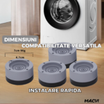 Set 4 Tampoane pentru Picioare Macvi® din Plastic, Gri Protectie si Stabilitate pentru Masina de Spalat - imagine 2
