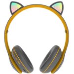 Casti Macvi® Wireless Pliabile cu Urechi de Pisica, Bluetooth 5.0, HiFi, Bass Stereo, LED, Gri