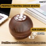 Difuzor Aromaterapie Ultrasonic Macvi® LED Umidificator Aer 7 Culori 400ml 30-45ml/h USB 3W, Maro inchis - imagine 3